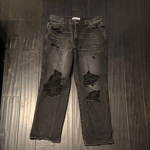 Flying Monkey Distressed Black Straight Leg Jeans
